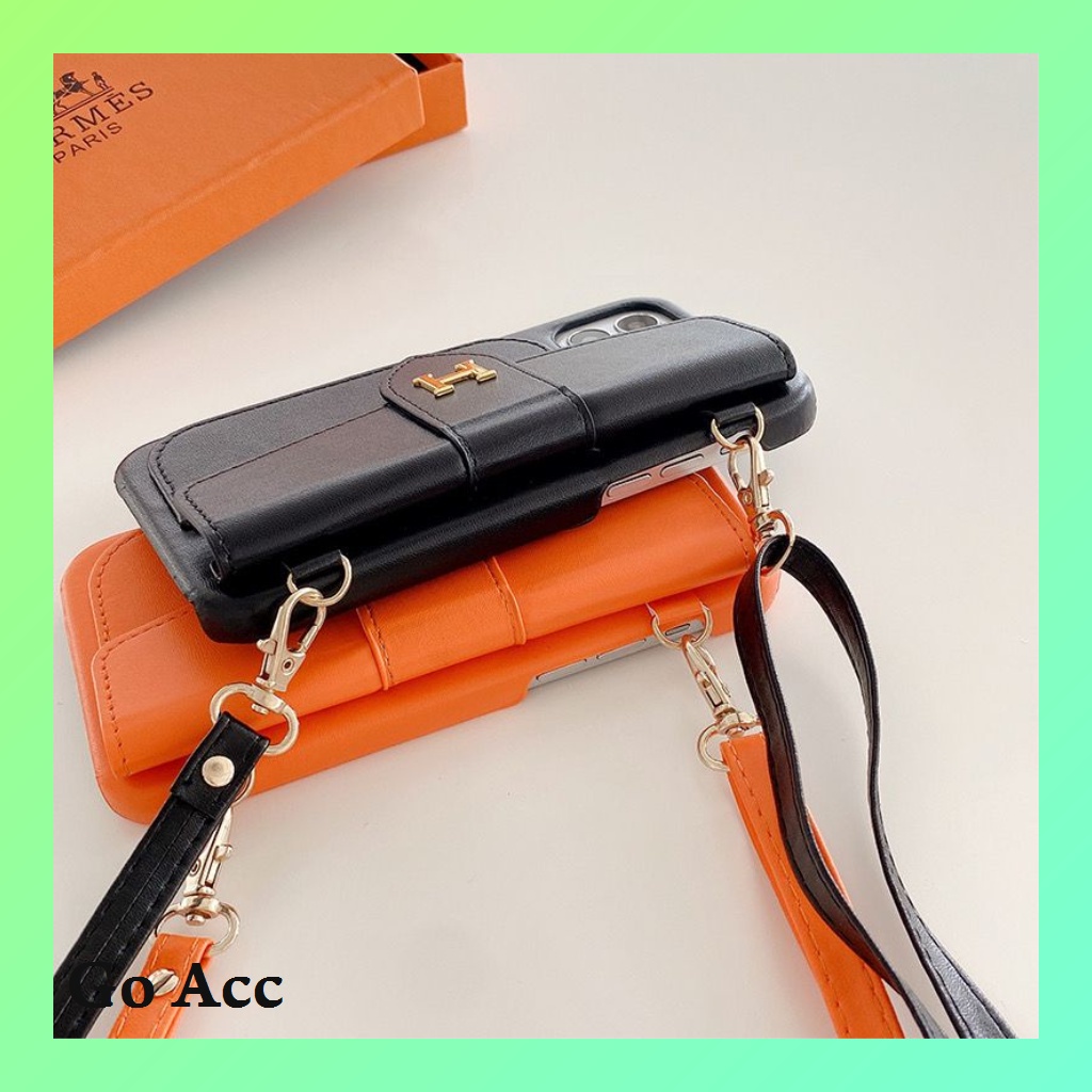 BARU Case Tas Orange Jeruk kekinian Iphone X Xs Xr Max 11 12 13 Pro Max Black hitam tali sepinggang bahu FH37