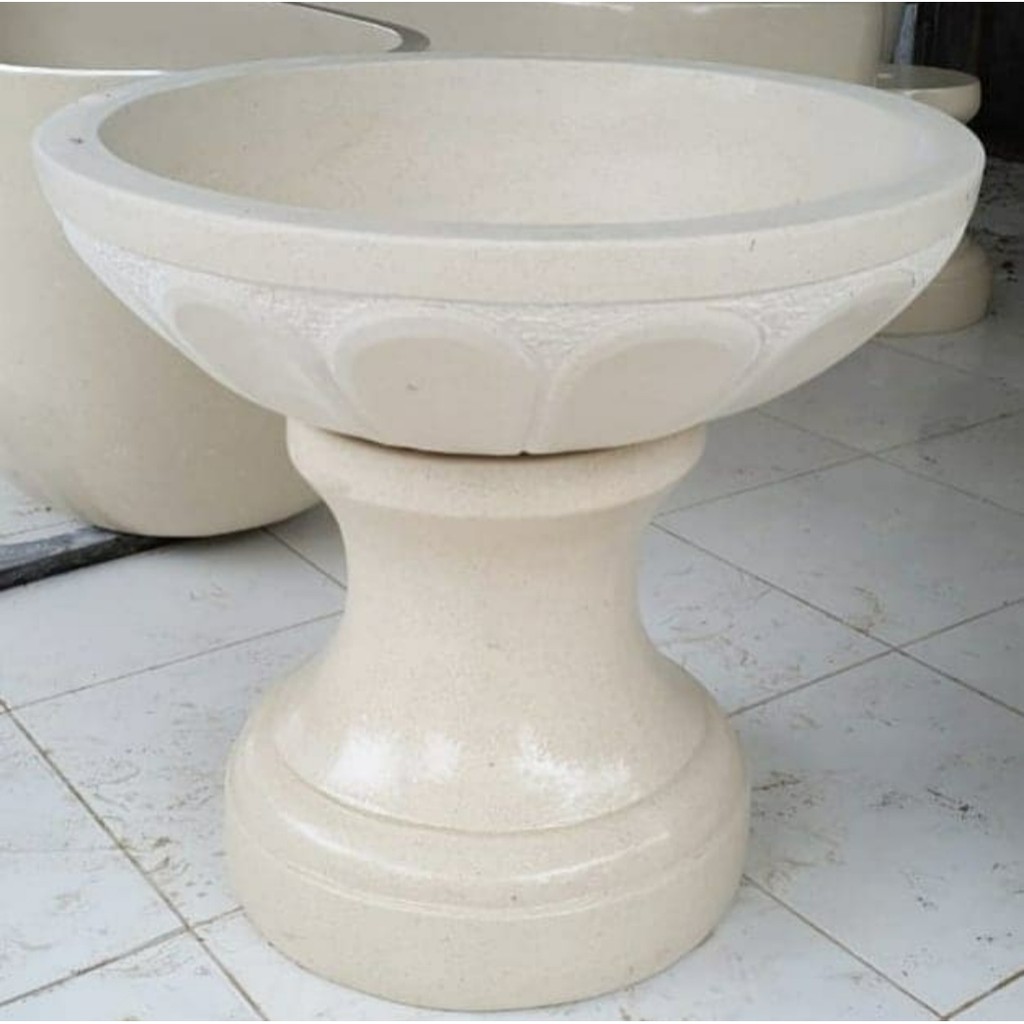 Pot Teratai Terrazzo Ukir Tinggi 60cm Diameter 60cm