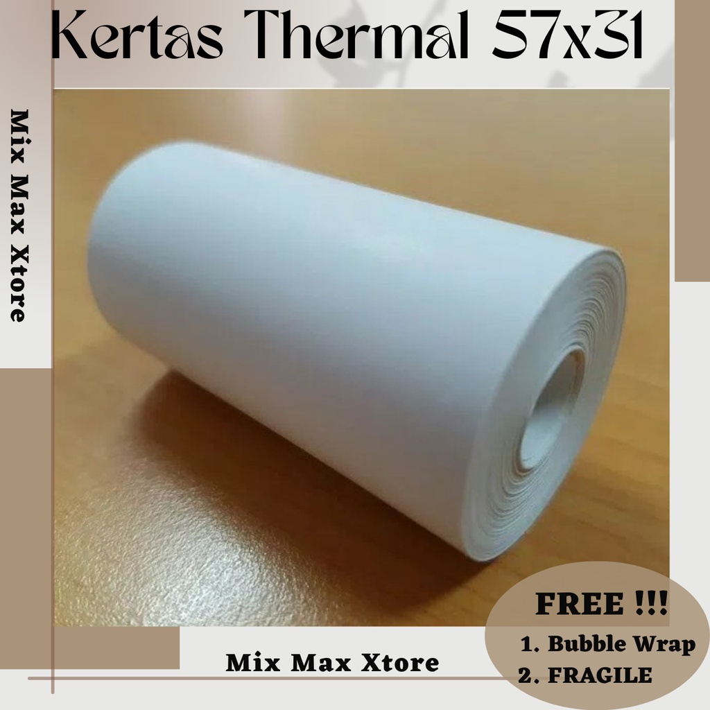 Kertas printer mini thermal ukuran 57x31 mm