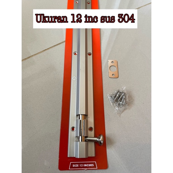 GRENDEL 12 INCH SUS 304 SANGAT TEBAL/ SELOT PINTU 12 INC 30 CM Grendel selot pintu ukuran 12 inchi/ selot kunci pintu 12 inci/ grendel pintu sus 304 sangat tebal/ kunci pintu bhn stanlis  sus 304 tebal kunci selot pintu dekkson