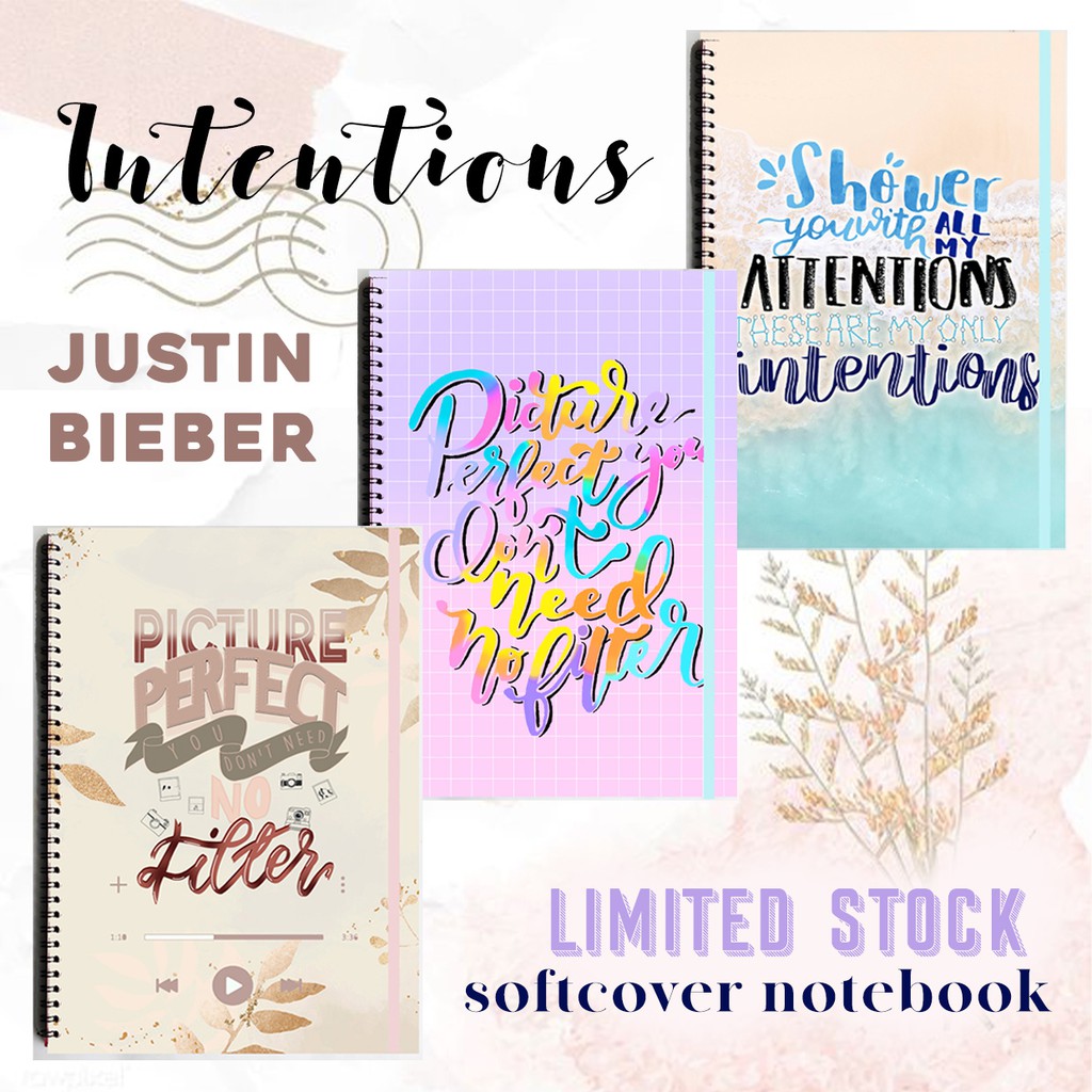 

INTENTIONS JUSTIN BIEBER Song Quote Spiral Grid Dotted Notebook Diary Journal Bujo School Buku Tulis