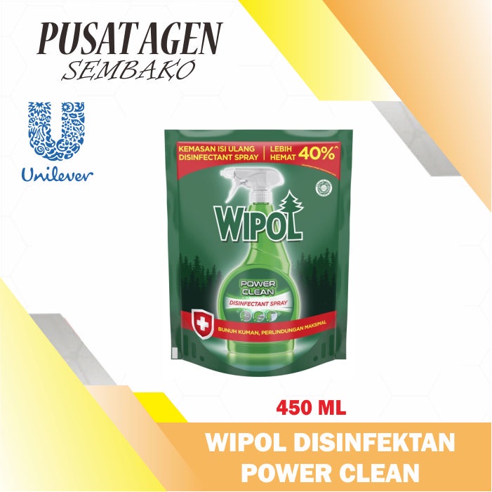 WIPOL DISINFECTANT POWER CLEAN SPRAY REFILL 450 ML DISINFEKTAN POUCH 450ML DISINVEKTAN PEMBERSIH SER