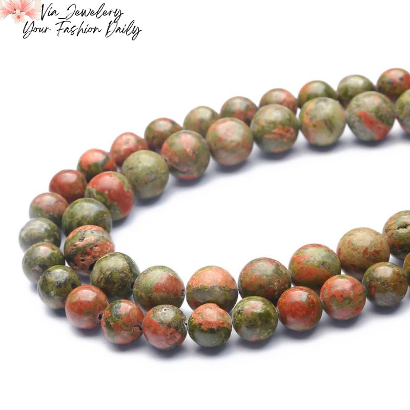 Batu Alam Asli Natural Kuarsa Unakite 4mm 6mm 8mm 10mm