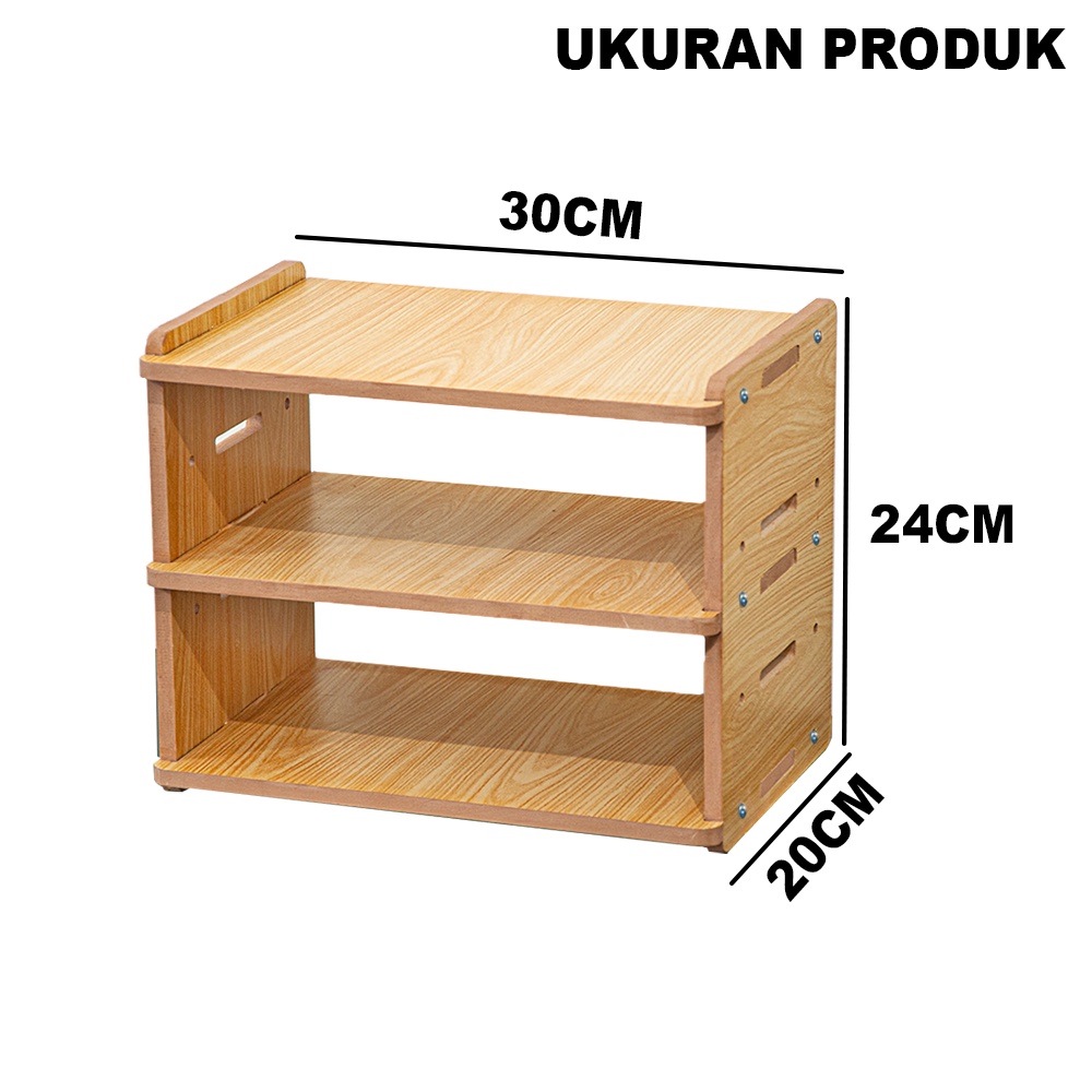 Rak buku Minimalis Serbaguna 3 Susun Desktop Office Table Organizer MDF- LC057