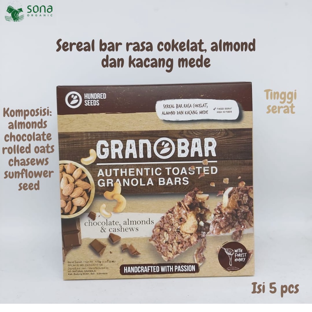 

Sereal Bar-Granobar coklat almond mede 175g-5pcs-Granola Creation