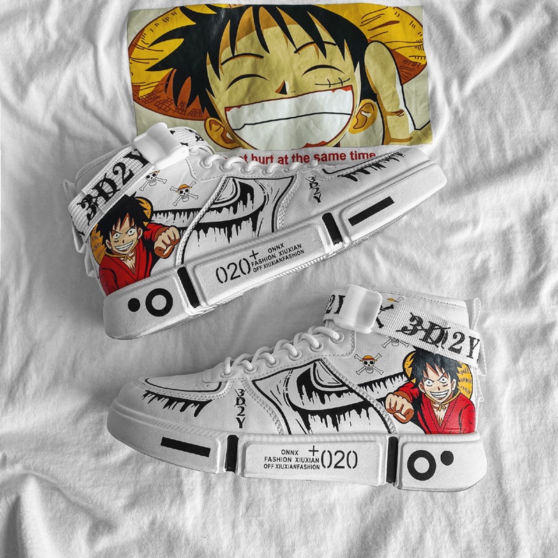 Murah Monkey D Luffy Sepatu Pria Boots Tinggi Anime One Piece Sport Klasik Keren Lentur Kekinian Ringan Sekolah 164