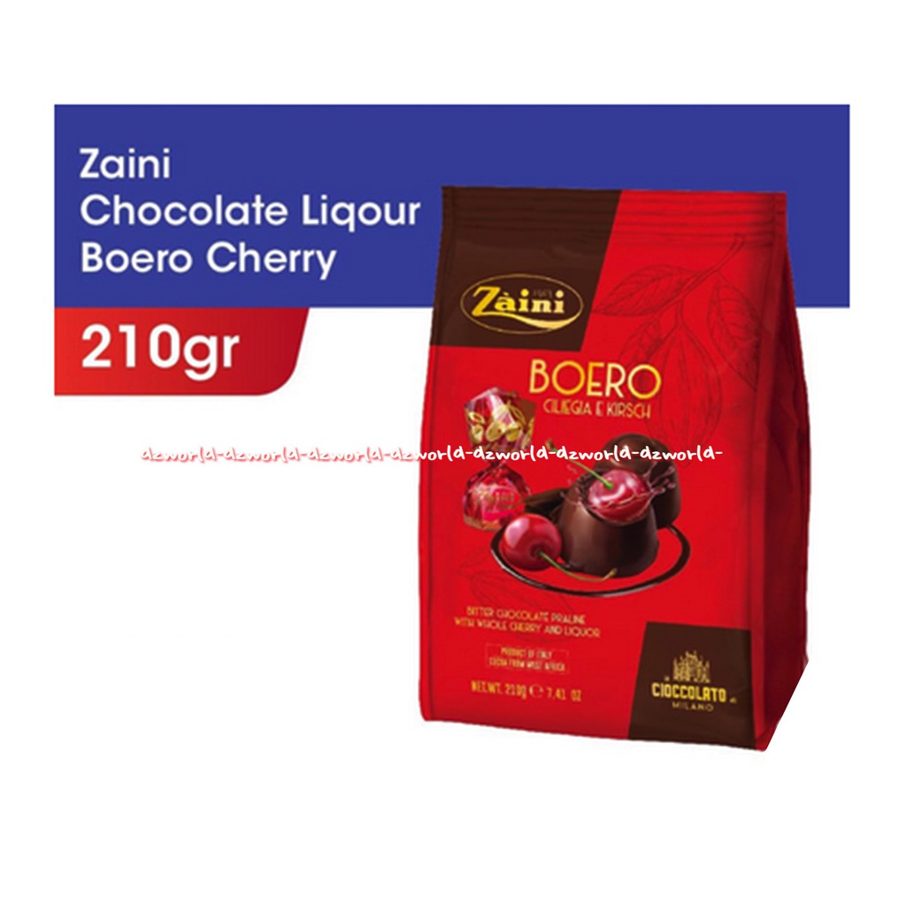 Zaini Boero Ciliegia E Kirsch 210gr Cokelat Isi Cherry Bitter Praline Coklat Rasa Ceri Chery Buah Cheri Zainy Booero