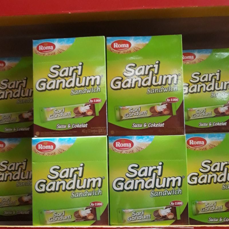 

Roma Sari Gandum Sandwich Coklat 39 gram (1 pack isi 12 pcs)