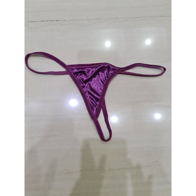 PRELOVED celana dalan gstring ungu/renda