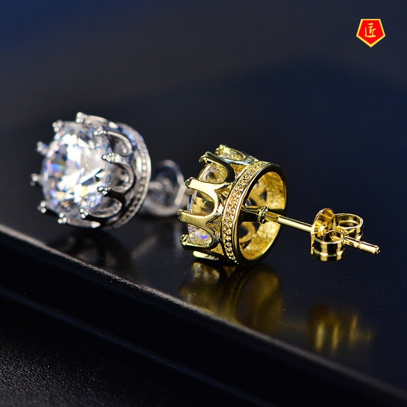 [Ready Stock]Simple 1 Karat Moissanite Crown Stud Earring