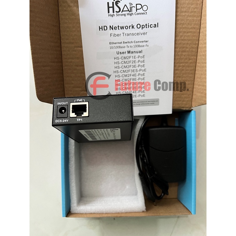 HSAIRPO CM2F1E WITH POE SUPPORT MEDIA CONVERTER 2 FIBER 1 ETHERNET