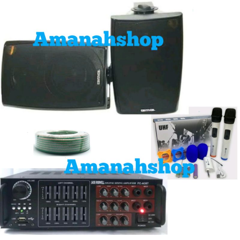 Jual PAKET KARAOKE SPEAKER BMB 6 INCH PLUS MIC WIRELESS SIAP PAKAI