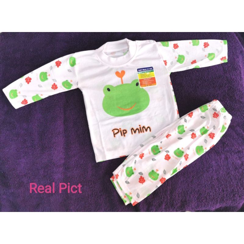 2 Set Setelan Panjang Baju Tidur Bayi 3-6 Bulan Katun Murah / Setelan Piyama Bayi Lengan Panjang Unisex