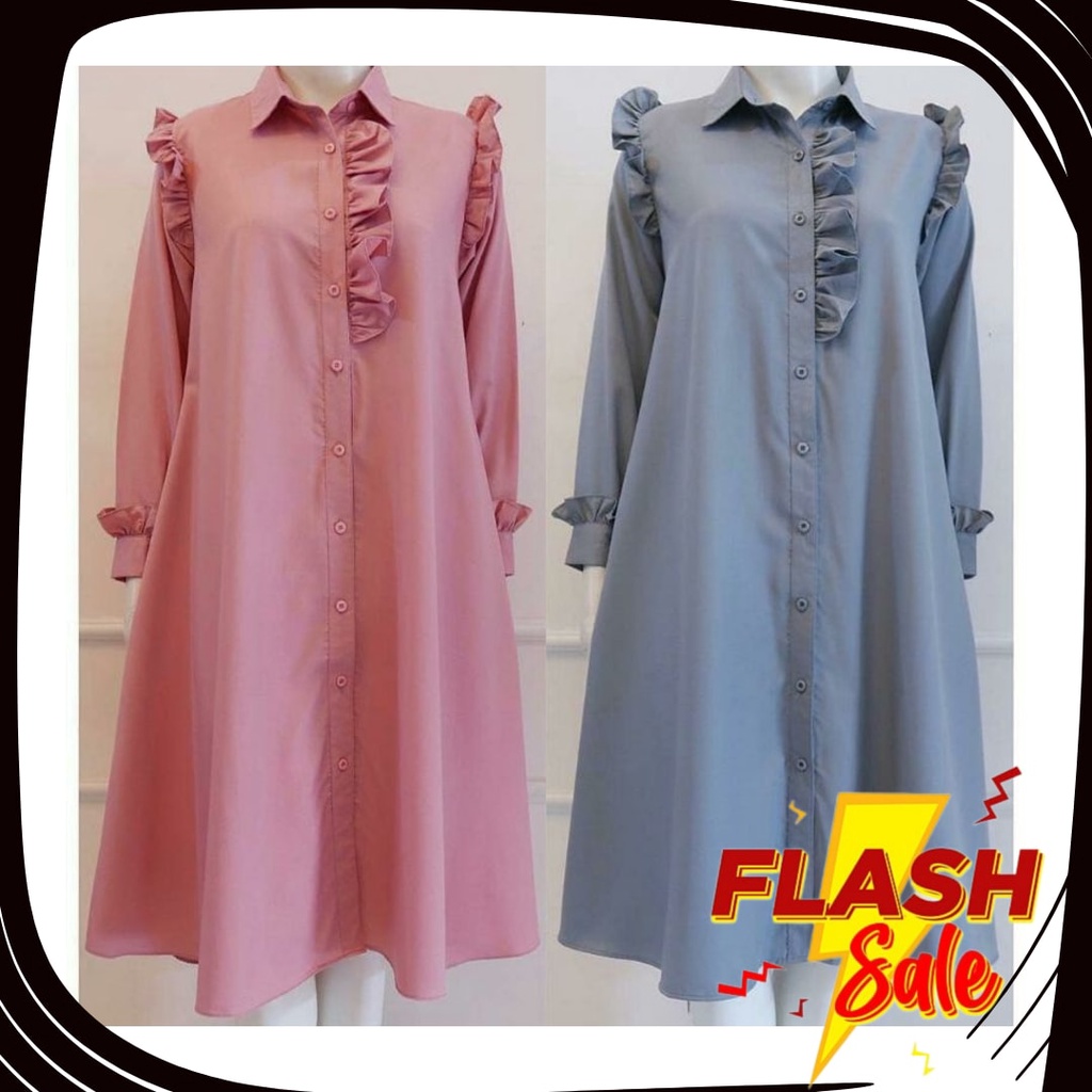 Pakaian Model Korea Style Kpop Afi / Olla Tunik - Baju Atasan Wanita Terbaru 2022 - Long Tunik Bahan