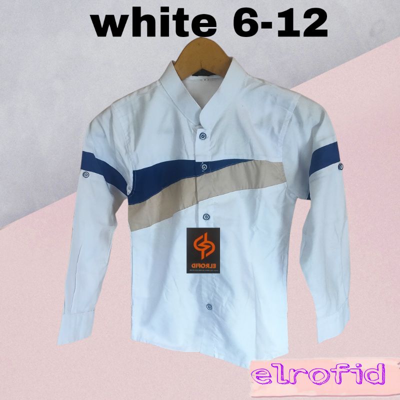 Koko anak putih lengan panjang / koko elrofid basic  combination / koko anak santri terbaru