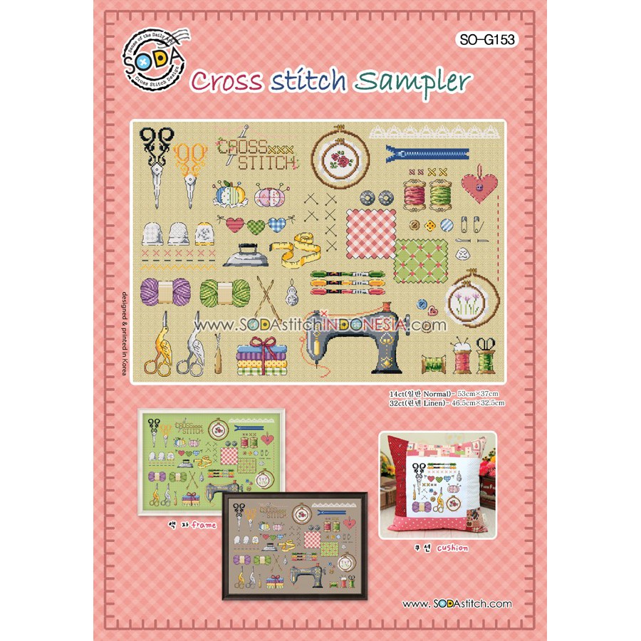 Paket DIY Craft Sulam Kristik Strimin Cross Stitch Sodastitch SO-G153 - Cross Stitch Sampler Jahit