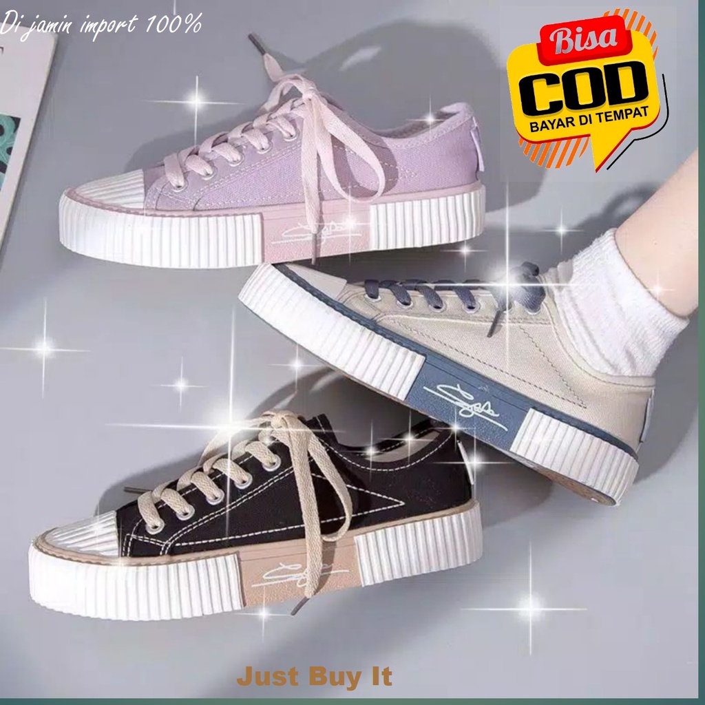 JBI-0250[ Bisa COD ] Sepatu Sneakers Canvas Wanita Original Import sytel Korea-Sepatu Canvas Wanita Import sytel Korea High Quality