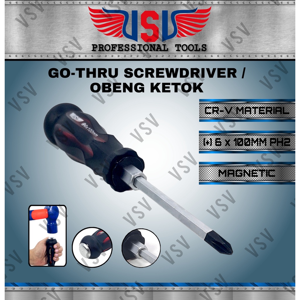 VSV Obeng tembus 6x100[+] / obeng getok / obeng ketok / impact screwdriver