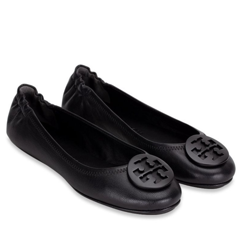 Tory Burch Minnie Travel Logo Flats Perfect Black