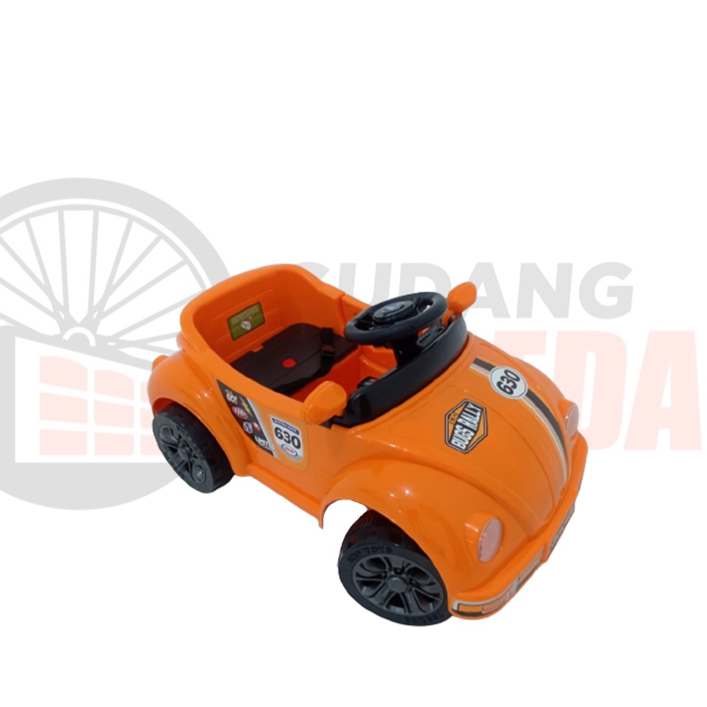 Mobil mobilan Mainan Aki remote control Anak Volta 5004 bugs rally Mini android remote HP smartphone VW beatle beetle kodok Classy Remote Baterai 6V4,5Ah Motor 6V Pintu Buka-Orange