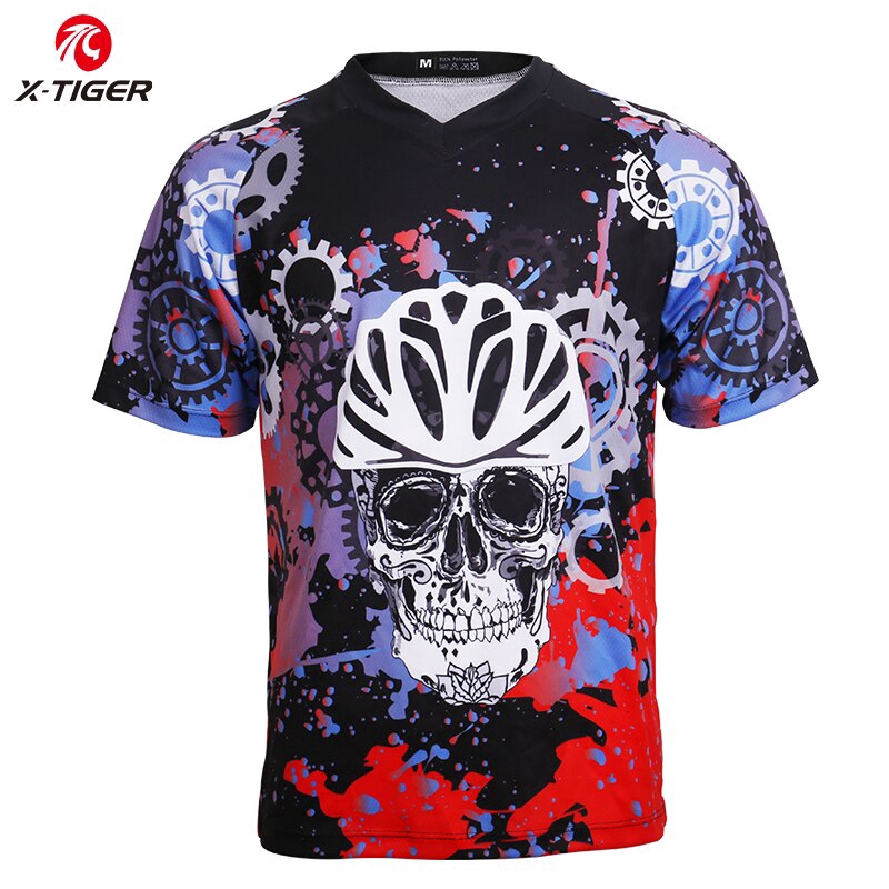 

X-Tigre 100% polyester down , Sepeda gunung DH kemeja, Kering bersepeda cepat , Lengan pendek MTB pakaian downhill
