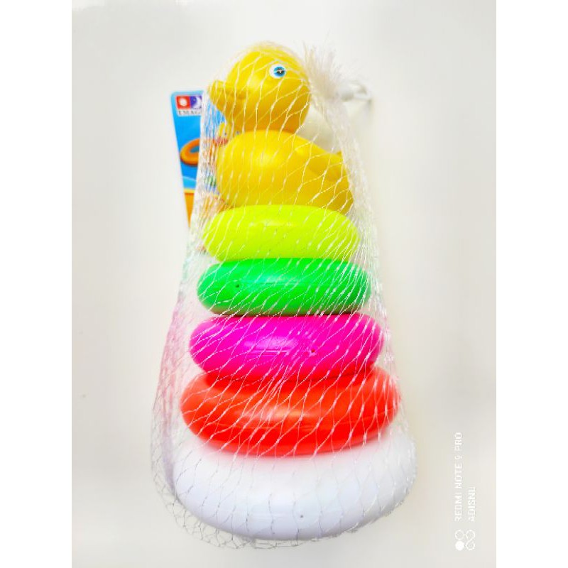 Mainan Anak Bayi Edufun Ring Donat Susun Stacking Duck Isi Ring Warna Plus 1 Bebek