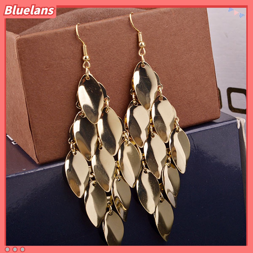 Bluelans Anting Panjang Menjuntai Bentuk Tetesan Air Untuk Wanita