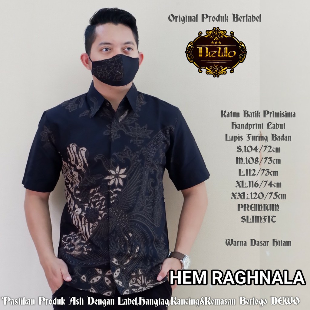 RAGHNALA HITAM Kemeja Batik Pria Lengan Pendek | Hem Batik Pria FULL FURING DeWo