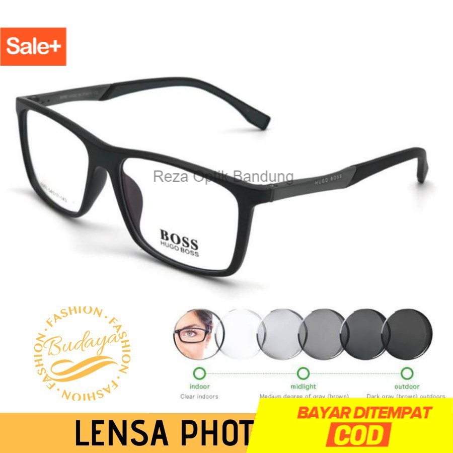 Frame Kacamata pria Photochromic lensa Anti Radiasi Uv kaca mata minus Cowok photocromic model kotak