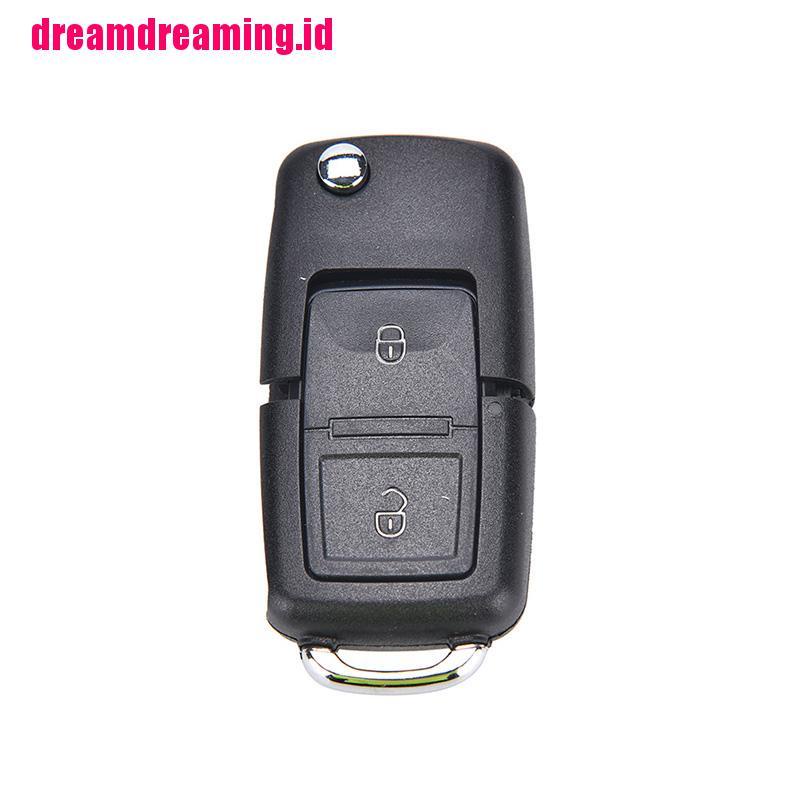 (dreamdreaming.id) Rumah / Casing Kunci Remote Lipat 2 Tombol Plastik Warna Hitam Untuk VW VOLKSWAGEN MK4 GOLF