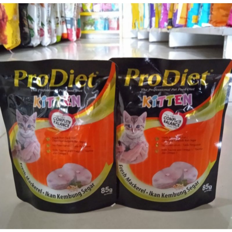 prodiet pouch 85gr fresh makarel makanan basah kucing