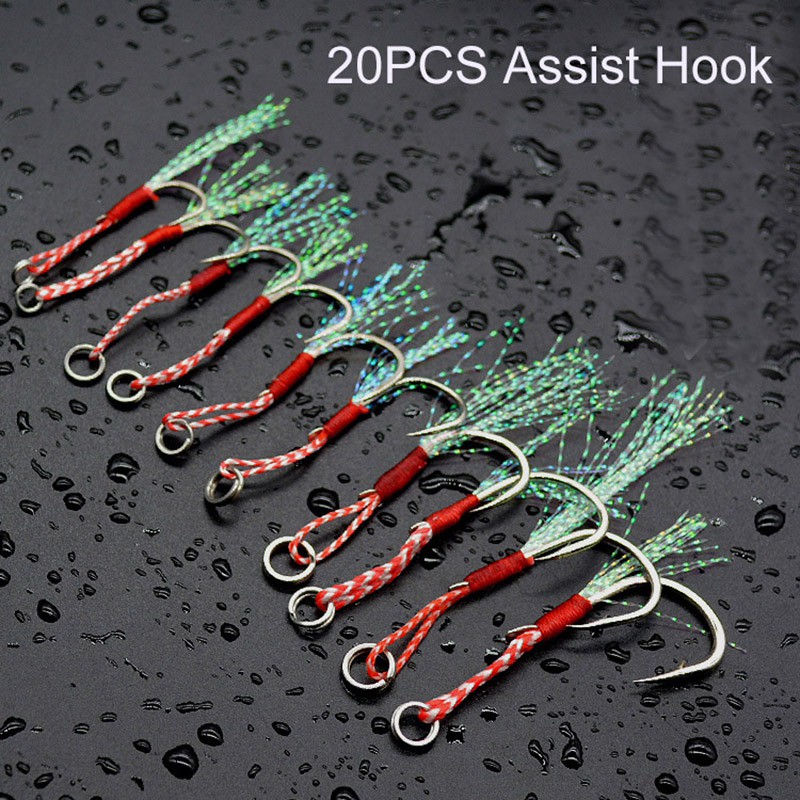 Shengyaofishing 20Pcs/set 13# Assist Jig Kail Pancing Umpan Swimbait Fishing Lure Bass Wobbler Jigging Sinking Hard Carbon Steel