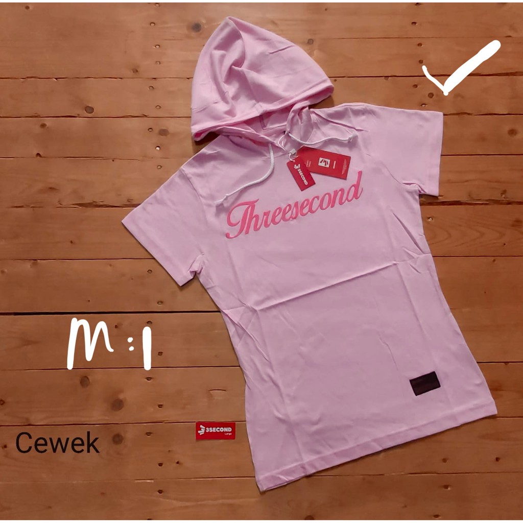 KAOS HOODIE CEWEK 3SECOND PINK 30S