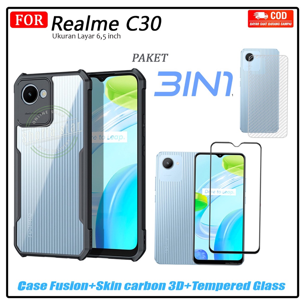 3IN1 CASE REALME C30 C30s SOFTCASE AIRBAG SHOCKPROOF TRANSPARAN CAMERA PROTECT CASING