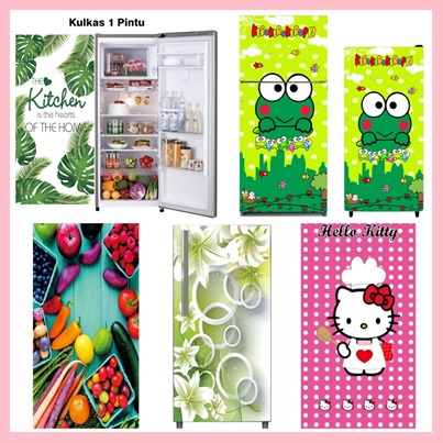STICKER KULKAS 1 PINTU / stiker kulkas satu pintu murah / shabby karakter minimalis