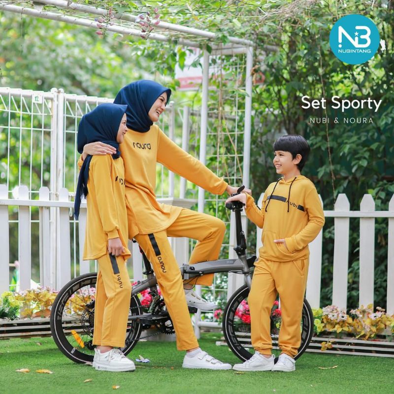 set sporty anak perempuan baju olahraga anak muslim baju set sporty Nubi anak perempuan
