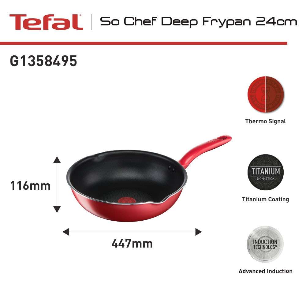 Tefal So Chef Deep Frypan 24cm Panci Wajan Anti Lengket-4