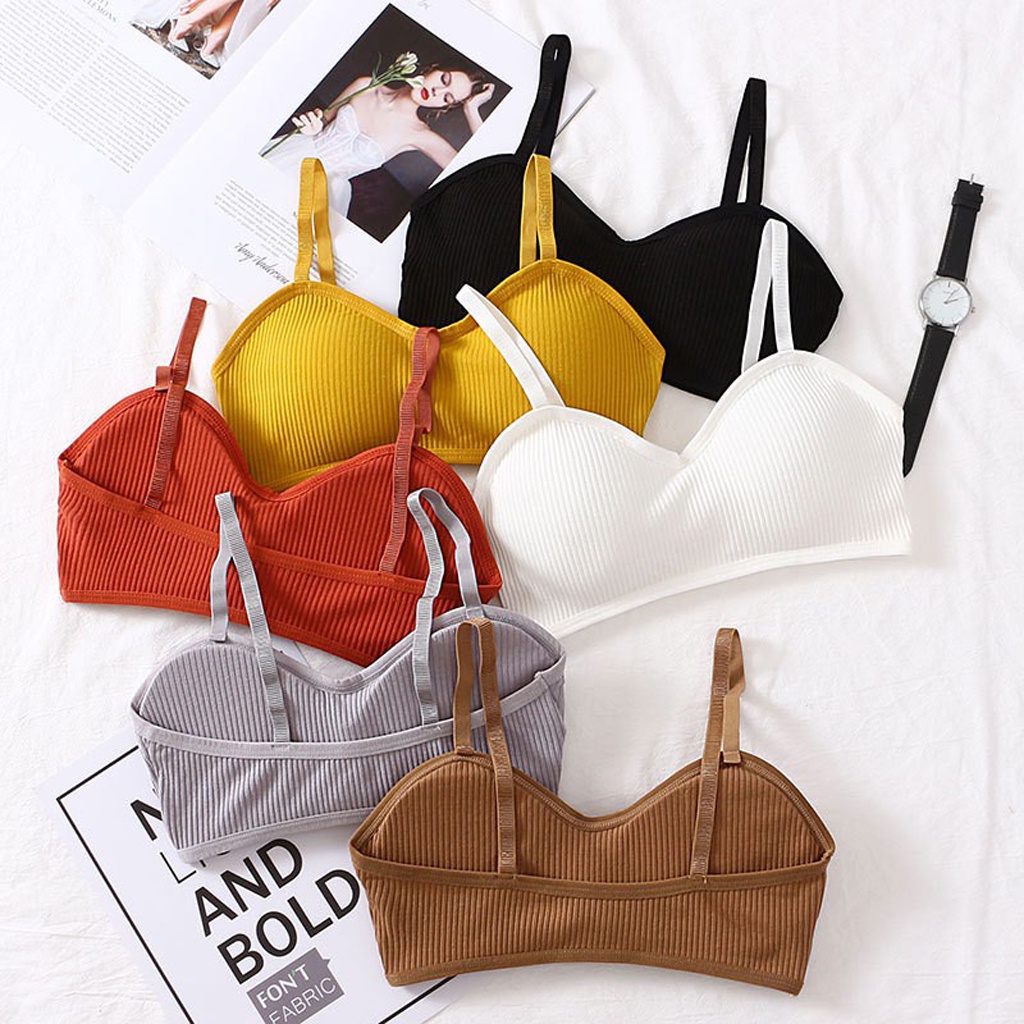 BRGUNIK Bra Wanita Tanpa Kawat Bahan Halus Pakaian Dalam Bralette Push Up Elastis Sexy Dengan Busa B025