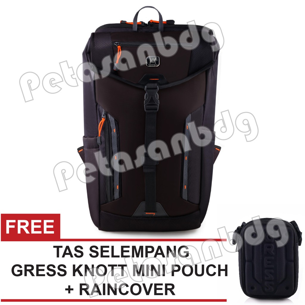 PTS -Tas Ransel Pria Gear Bag Dynasty Backpack - Brown + Raincover FREE Gress Mini Knott