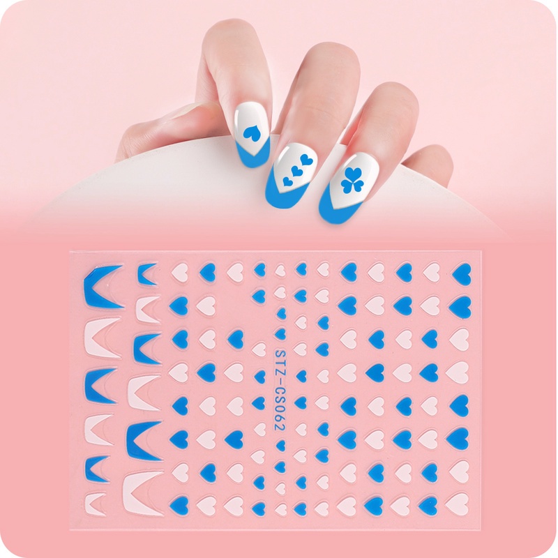 1 Lembar / Pak Stiker Kuku Foil Transfer Air Motif Geometri / Hati Untuk Nail Art / Manicure Diy