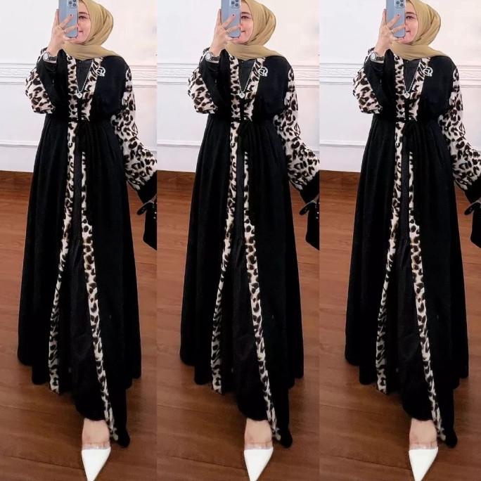 Leo Maxy L Gamis Muslim Mix Motif Premium Abaya Wanita Bj Barasastuff