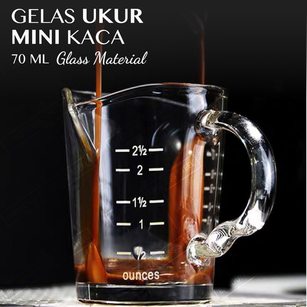 Gelas Takar 70ml Double Mouth Shot Glass Espresso Coffee Kaca measuring milk sugar