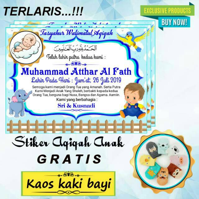 

Stiker Aqiqah Anak + FREE Kaos Kaki Bayi Lucu