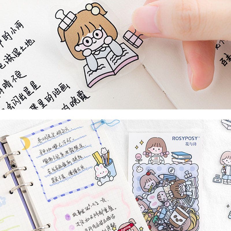 

STICKER PVC 40 PCS GIRL SCHOOL RABBIT ANTI AIR AESTHETIC SCRAPBOOK