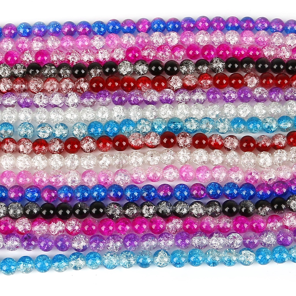 4 Mm 6 Mm 8 Mm 10 Mm Dua Warna Warna Kaca Kresek Beads Bulat Longgar Spacer Manik-manik untuk Membuat Perhiasan DIY Gelang &amp; Kalung