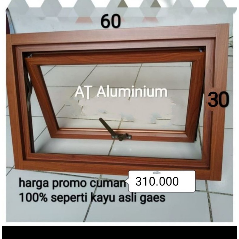 jendela aluminium 30x60 serat kayu