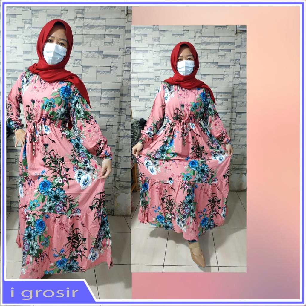 GAMIS BUNGA BUNGA TERBARU BAJU GAMIS WANITA DEWASA GAMIS WANITA TERBARU 2021 KEKINIAN