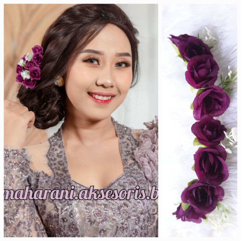 semanggi mawar mini two tone / bunga sanggul / hiasan sanggul bali / aksesoris hairdo / aksesoris ra