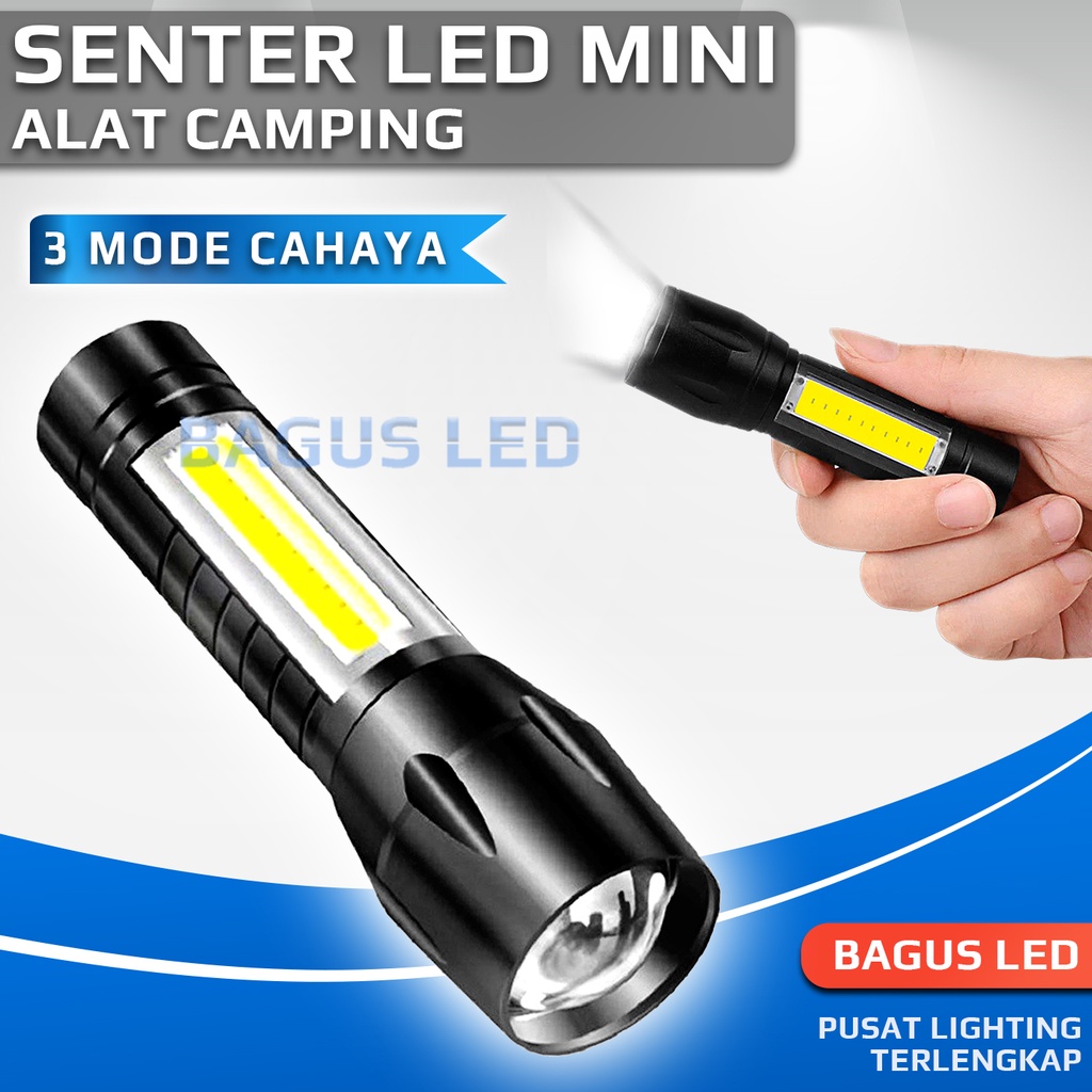 [COD] SENTER Flashlight LED Cree zoom with 3 Mode Led include USB Rechargeable MURAH