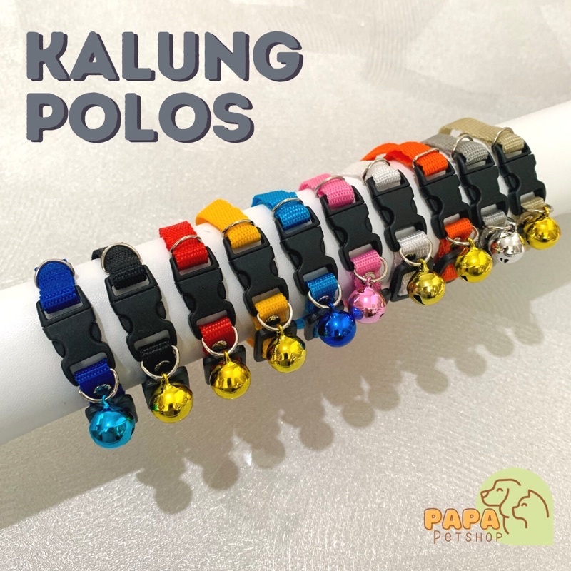 Kalung POLOS Kucing Anjing kecil warna warni lonceng